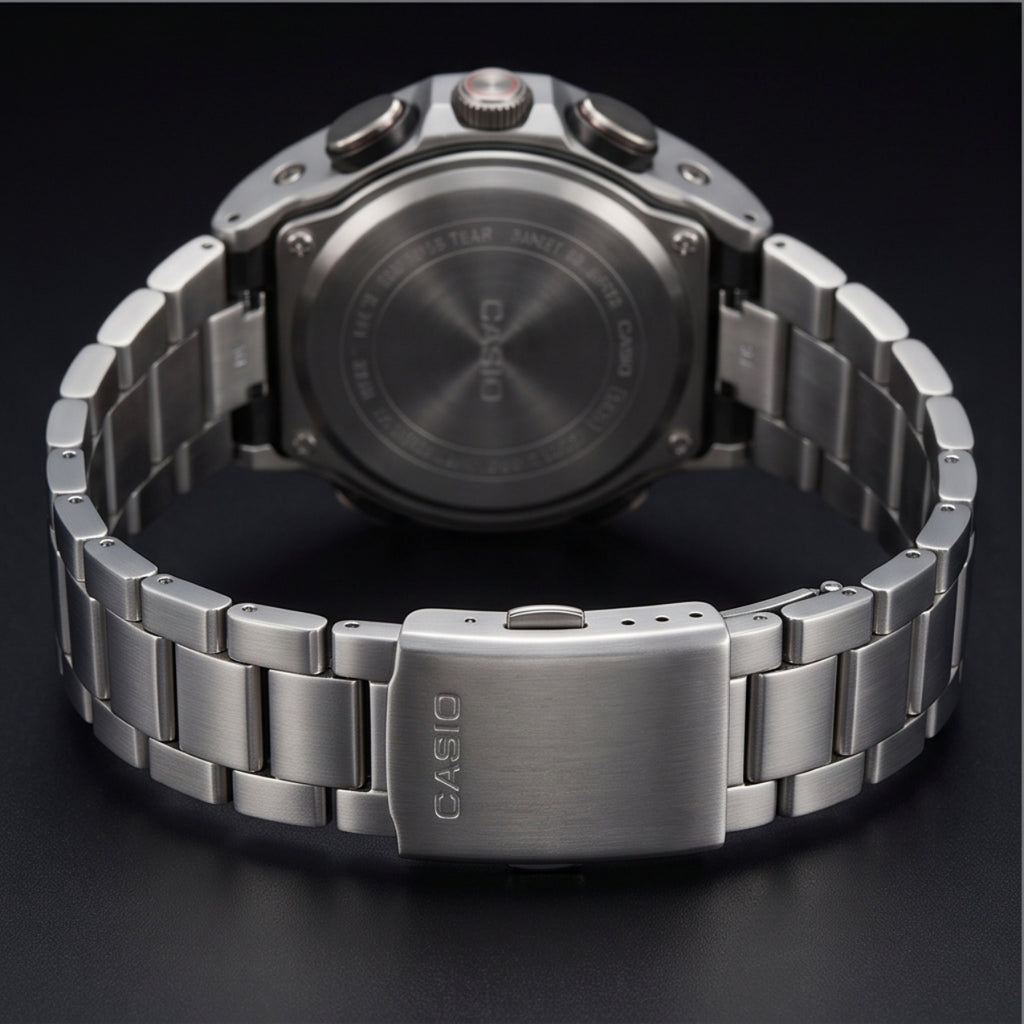 EFR-T980S-1A Asymmetric Shield Brushed Steel Tactical Watch