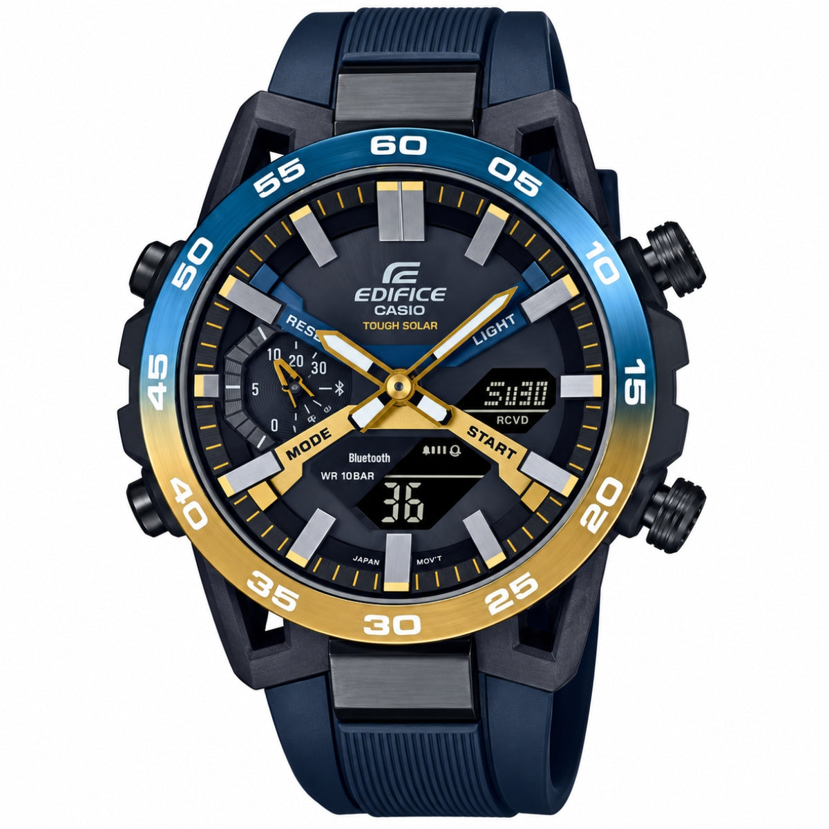 ECB-950PB-2A Two-Tone Blue & Gold Tough Solar Bluetooth Watch